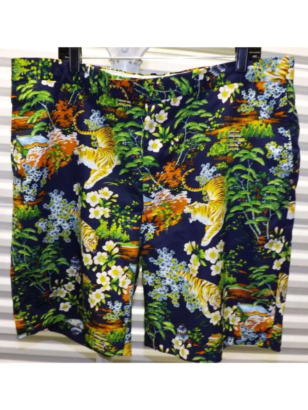 Ralph Lauren RLX Mens Tiger Floral Polo Golf Shorts Size 40 Polyester Multicolor